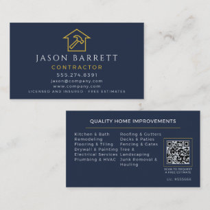 Carte de visite entrepreneur rénovation bleu marin