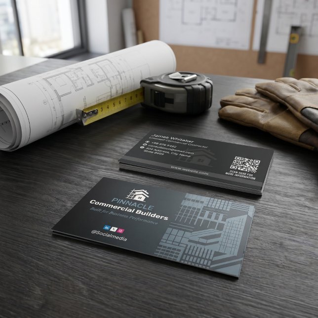 Carte De Visite Entrepreneurs de bâtiments commerciaux | Minimalis (Créateur téléchargé)