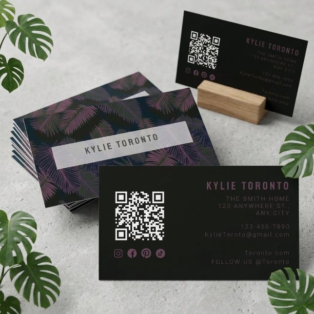 Carte De Visite Entreprise botanique violet foncé (Créateur téléchargé)