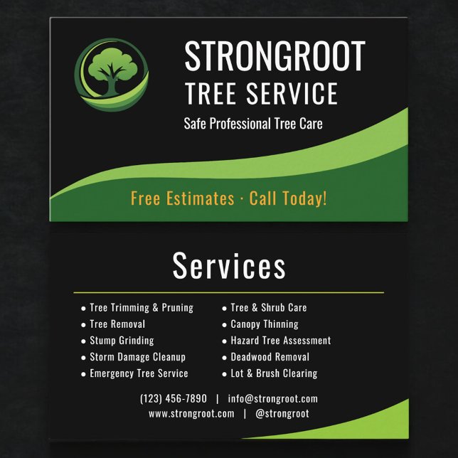 Carte De Visite Entreprise d'arboriste de service d'arbre professi (Créateur téléchargé)