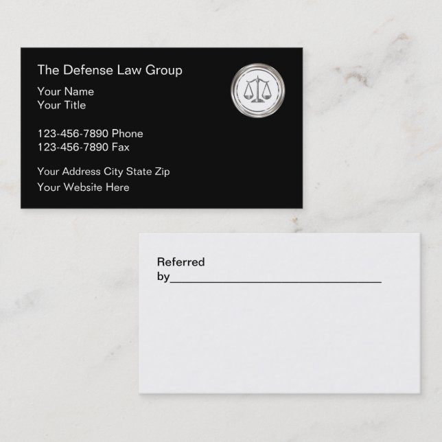 Carte De Visite Entreprise d'Avocat de Classe et Référence (Devant / Derrière)