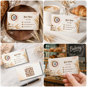 Carte De Visite Entreprise de boulangerie de blé aquarelle beige r