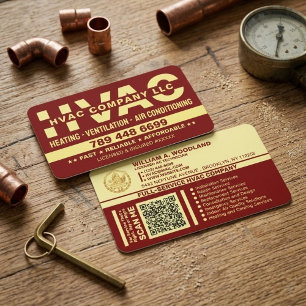 Carte De Visite Entreprise de Chauffage Climatisation Luxe HVAC