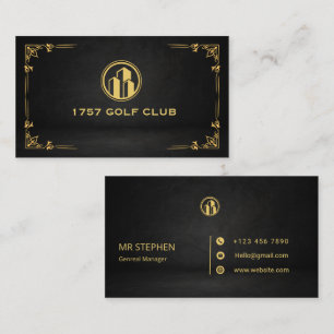 Carte De Visite Entreprise de club de golf de luxe en or noir soph
