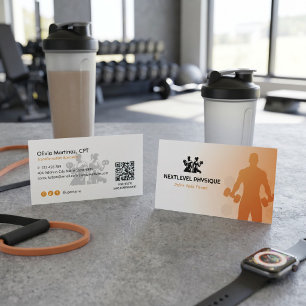 Carte De Visite Entreprise de coach personnel Orange Blanc