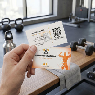 Carte De Visite Entreprise de coach personnel Orange Blanc