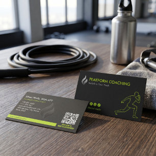 Carte De Visite Entreprise de coach sportif Minimaliste noir mat