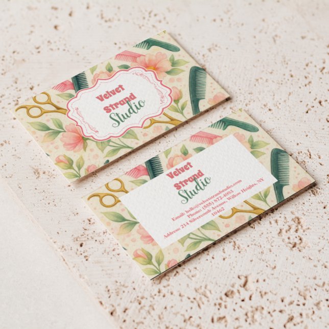 Carte De Visite Entreprise de coiffure florale à l'aquarelle (Créateur téléchargé)