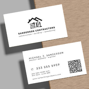 Carte De Visite Entreprise de construction code QR moderne