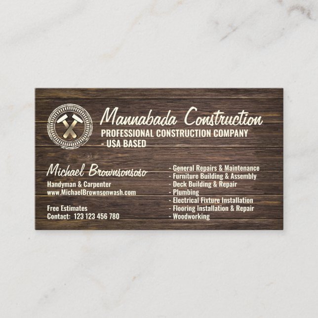Carte De Visite Entreprise de construction en bois (Devant)