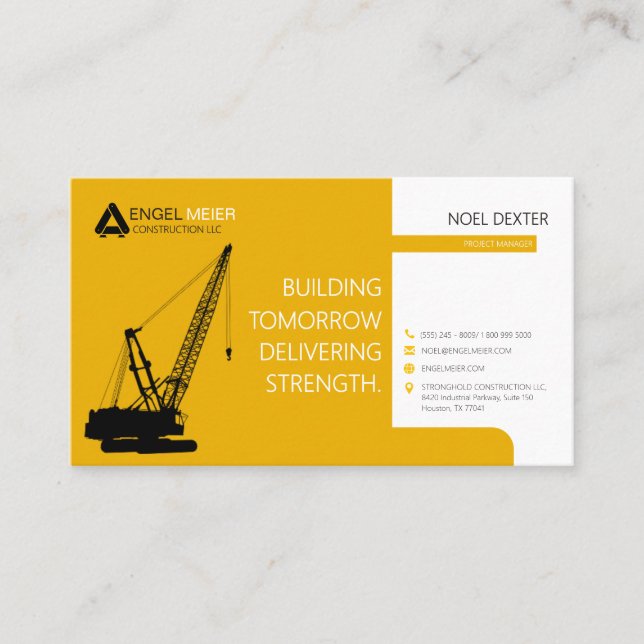 Carte de visite entreprise de construction jaune n (Devant)