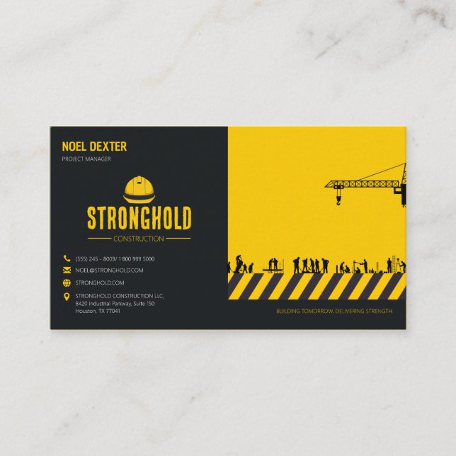 Carte de visite entreprise de construction jaune n (Devant)