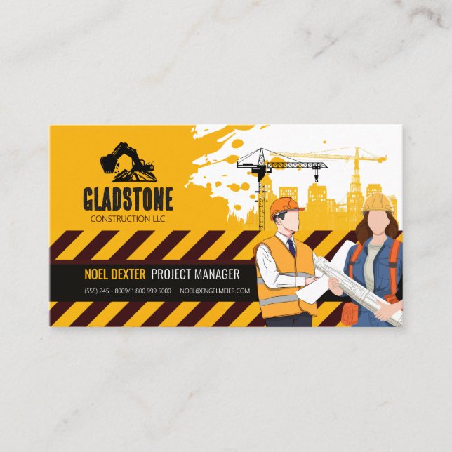 Carte de visite entreprise de construction jaune n (Devant)