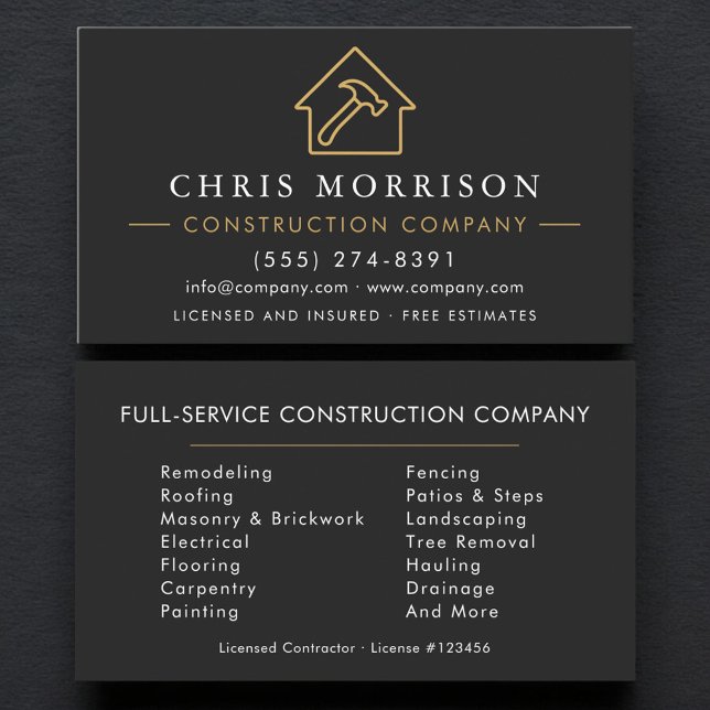 Carte De Visite Entreprise de construction professionnelle (Créateur téléchargé)