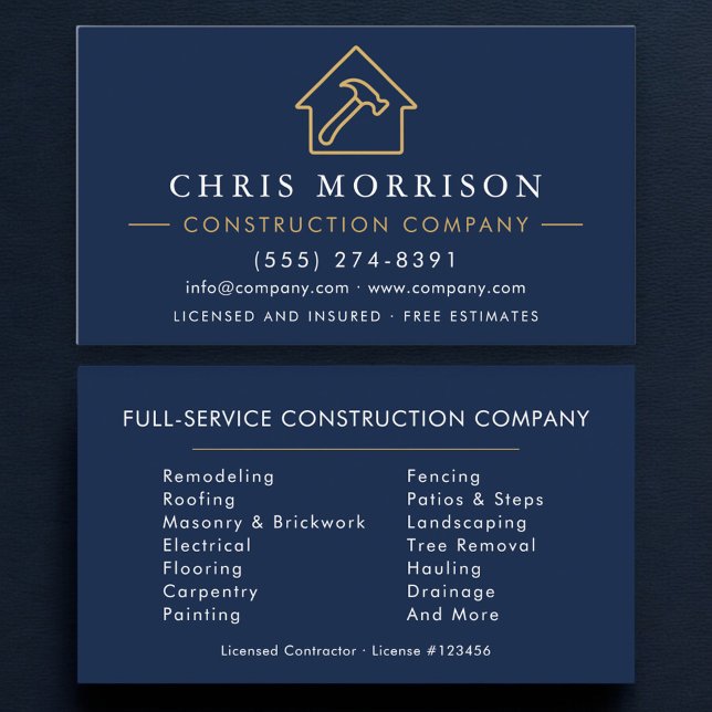 Carte De Visite Entreprise de construction professionnelle bleu ma (Créateur téléchargé)
