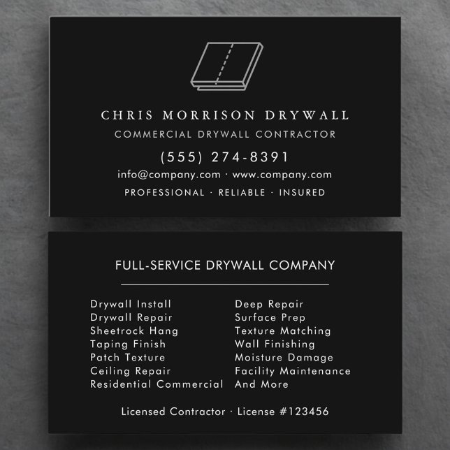 Carte De Visite Entreprise de finition de cloison sèche Sheetrock (Créateur téléchargé)