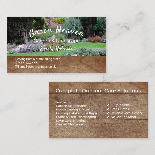 Carte de Visite Entreprise de Jardinage | Professi (Devant / Derrière)