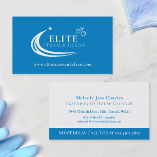 Carte De Visite Entreprise de nettoyage à la vapeur bleu blanc 