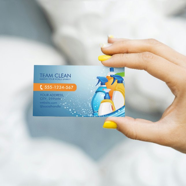 Carte De Visite Entreprise de nettoyage  Professionnel  Code QR (Créateur téléchargé)