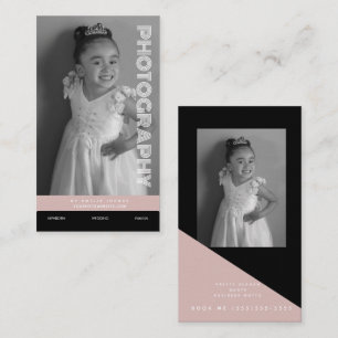 Carte De Visite Entreprise de photographie Formes Bloc Blush noir