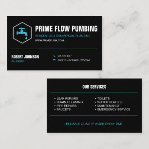 Carte De Visite Entreprise de plomberie professionnelle Service de