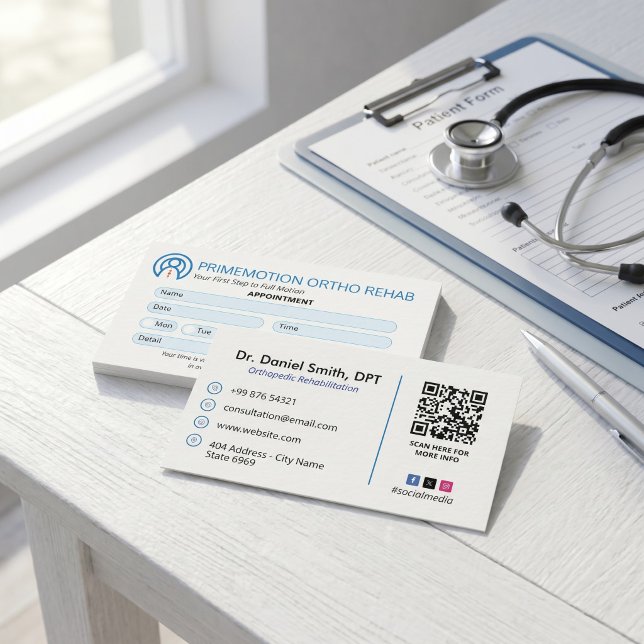 Carte De Visite Entreprise de réadaptation orthopédique | Rendez-v (Créateur téléchargé)