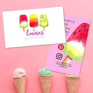 Carte De Visite Entreprise de Salon de Glace à l'Eau Colorée