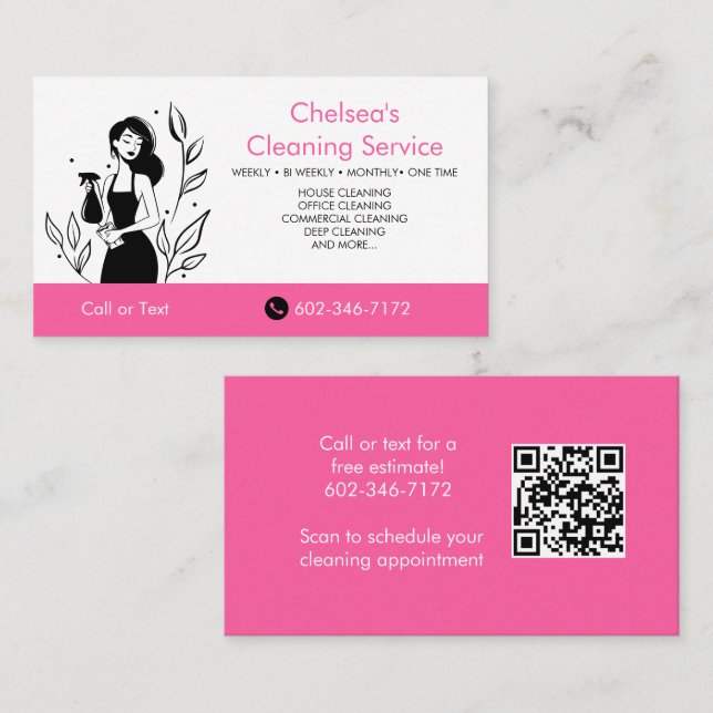 Carte De Visite Entreprise de service de nettoyage de maison à cod (Devant / Derrière)