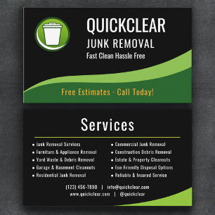 Carte De Visite Entreprise de service de retrait de déchets profes