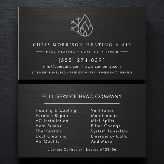 Carte De Visite Entreprise de services CVC métallique industriel (Créateur téléchargé)