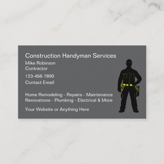 Carte De Visite Entreprise de services de construction (Devant)