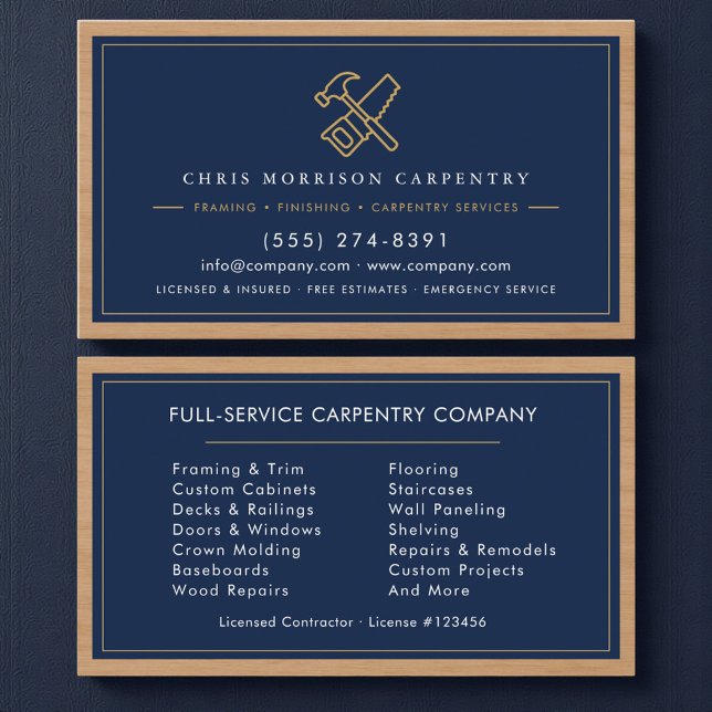 Carte De Visite Entreprise de services de menuiserie bois (Créateur téléchargé)