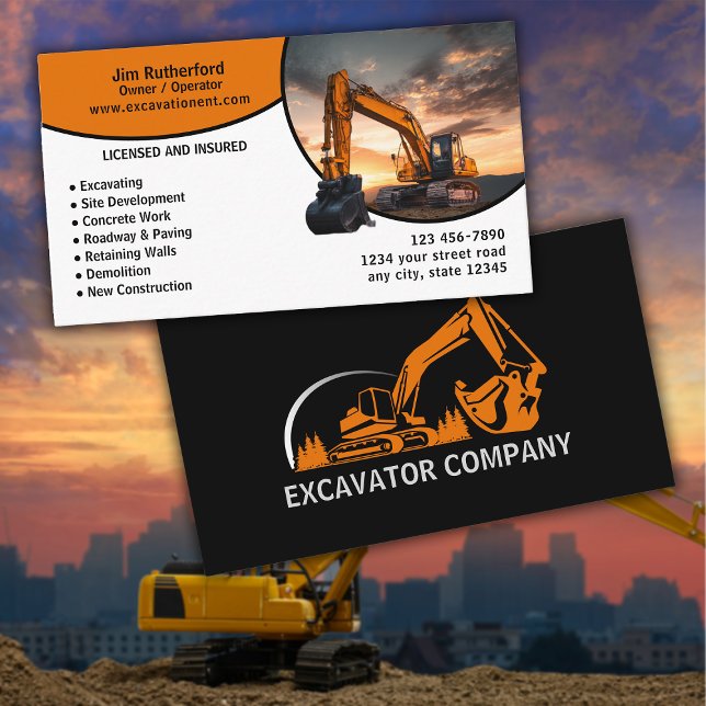 Carte De Visite Entreprise de services d'excavation (Créateur téléchargé)