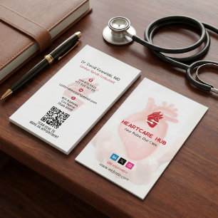 Carte De Visite Entreprise de soins cardiaques Simple Rouge