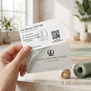Carte De Visite Entreprise de Studio de Yoga Code-barres Gris Mo