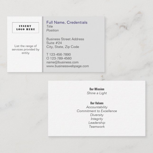Carte De Visite Entreprise détaillée blanc, gris clair (Devant / Derrière)