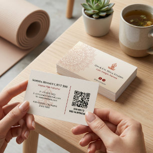Carte De Visite Entreprise d'instructeur de yoga   Mandala marron 