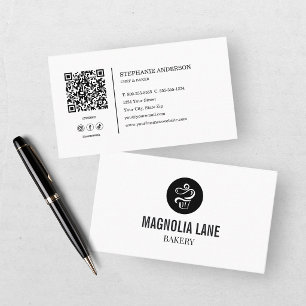 Carte De Visite Entreprise Moderne de Boulangerie Noir Blanc