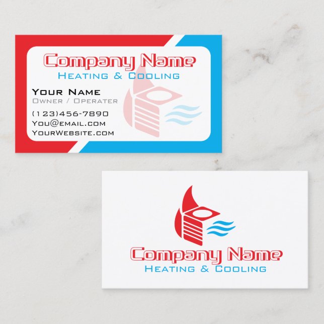 Carte De Visite Entreprise Moderne de CVC Rouge et Bleu (Devant / Derrière)