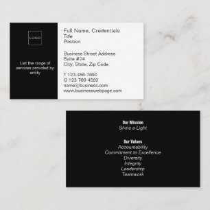 Carte De Visite Entreprise moderne, Logo d'entreprise en noir et b