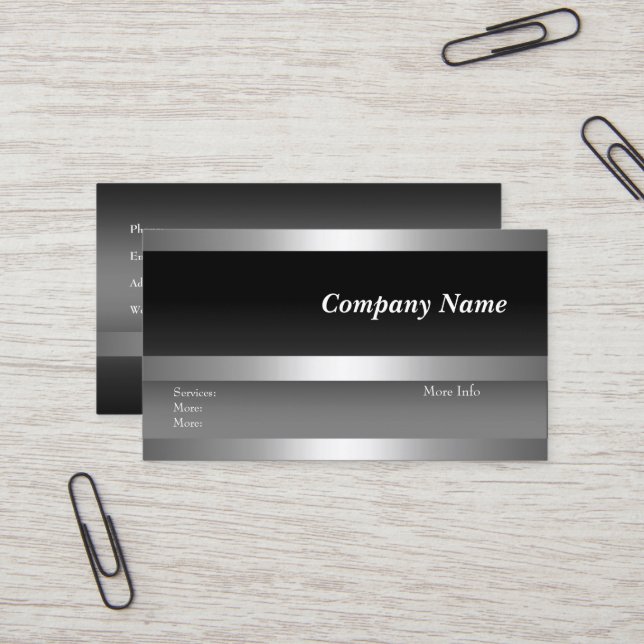 Carte de visite entreprise Noir Argent Blanc (Devant/Arrière en situation)
