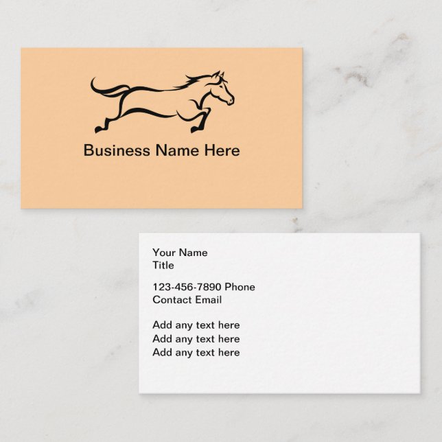 Carte De Visite Entreprise ou services de thème équestre (Devant / Derrière)