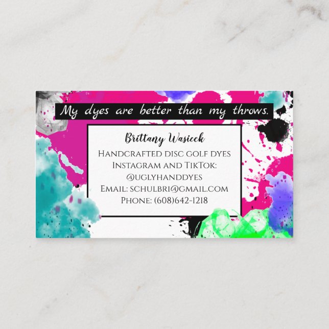 Carte de visite entreprise peinture rose et noir (Dos)