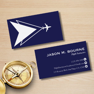 Carte De Visite Entreprise Pilote Professionnel Navy Blue Aviation