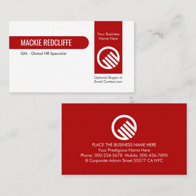 Carte De Visite Entreprise privée à couche rouge verticale (Devant / Derrière)