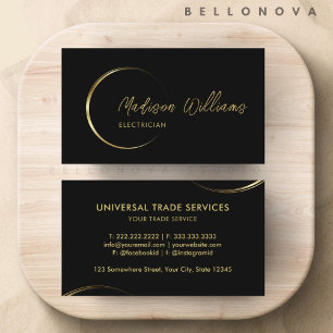 Carte De Visite Entreprise professionnelle Black and Gold personna