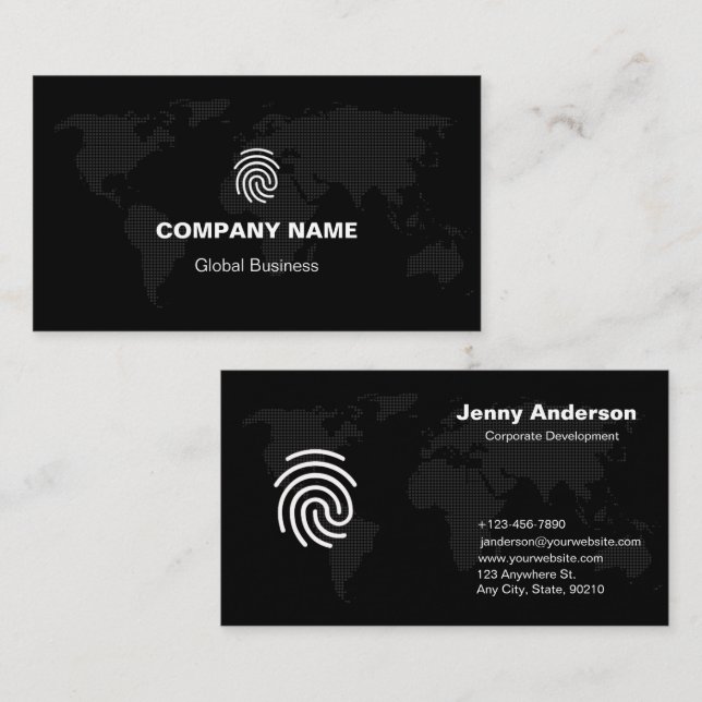 Carte De Visite Entreprise simple de marque personnalisée en noir  (Devant / Derrière)