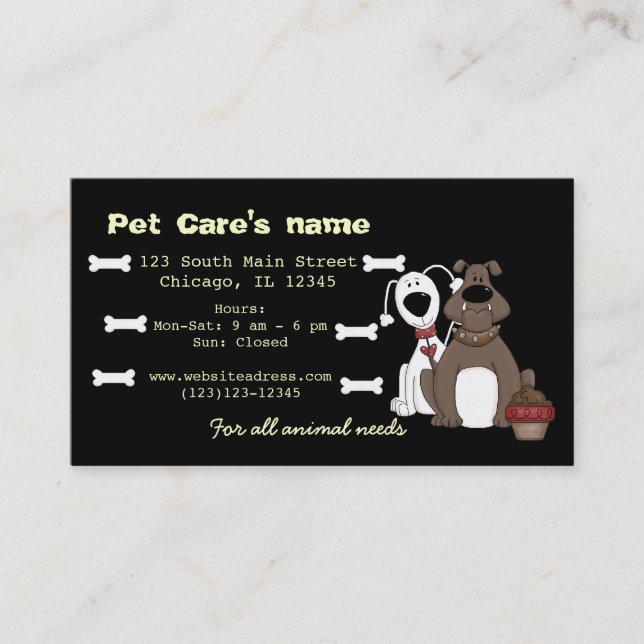 Carte De Visite Entretien avec les animaux (Devant)