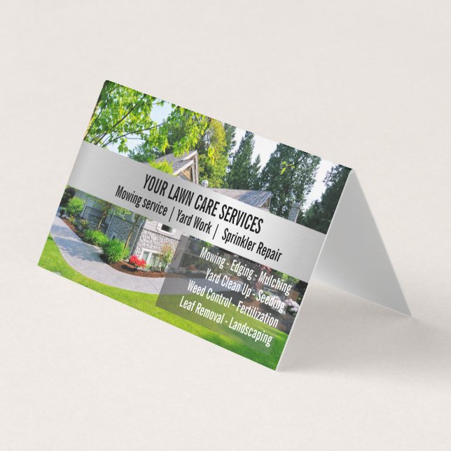 Carte De Visite Entretien de jardin de tonte de gazon vert (Devant)
