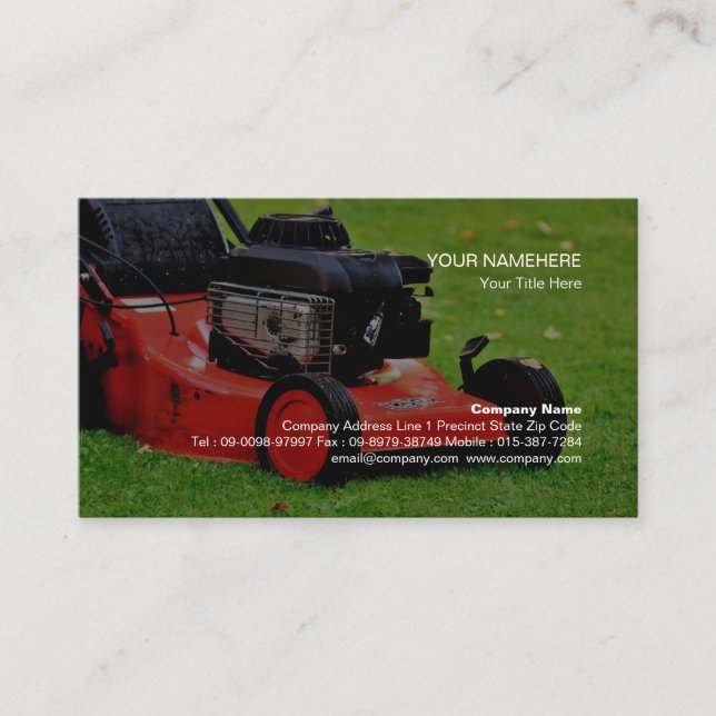 Carte De Visite Entretien de la pelouse Grass Mowing Gardener Pays (Devant)